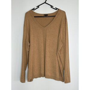 Talbots Cotton Modal Blend Camel Tan V-Neck Long Sleeve Tunic Top Size 2X